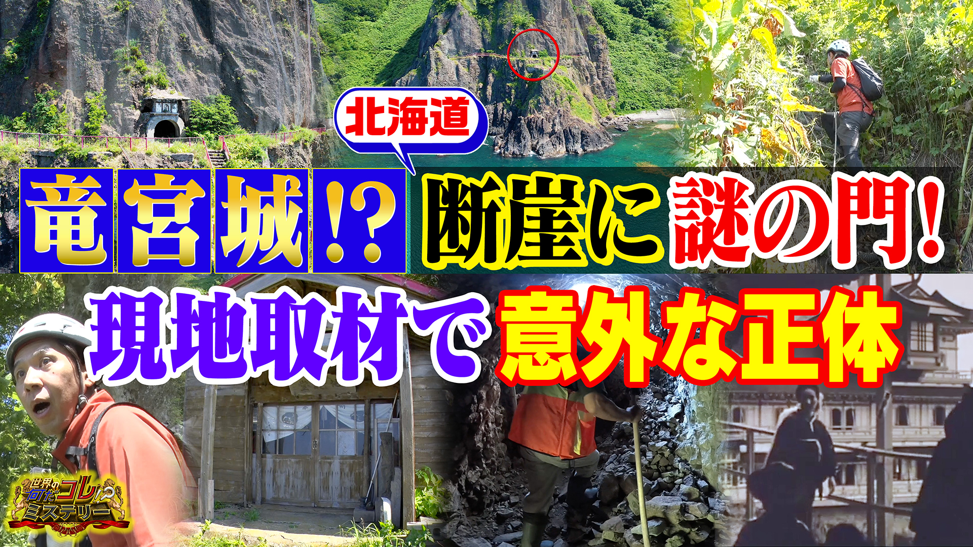 断崖に竜宮城みたいな謎の門／避難場所は田中さんの畑？