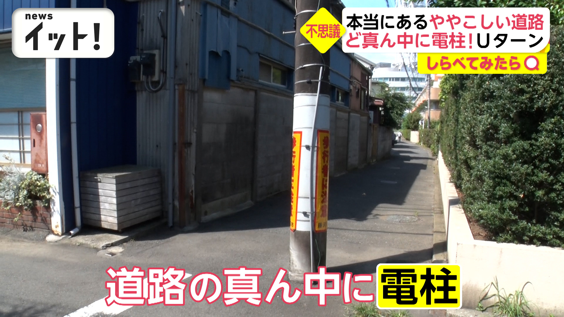 道路の真ん中に電柱がドーン！本当にあるややこしい道路