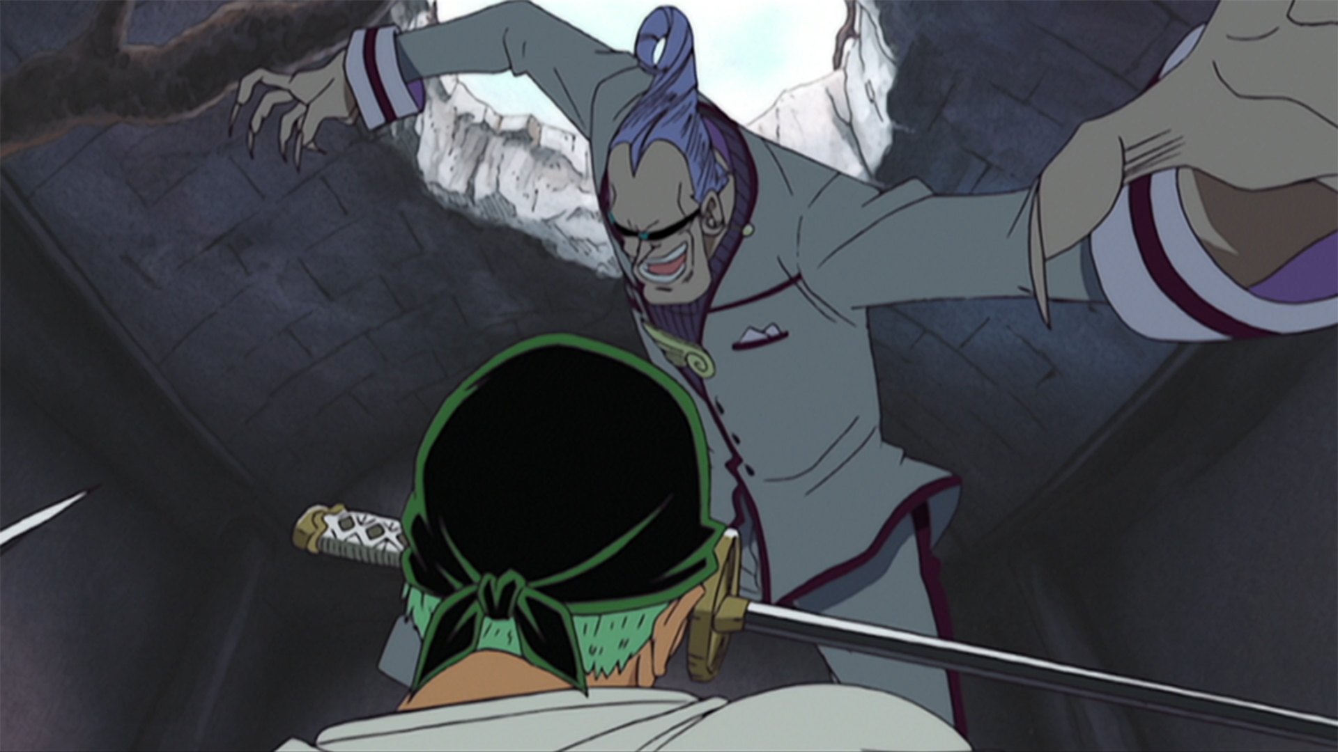 廃墟の決闘！緊迫のゾロVSエリック！